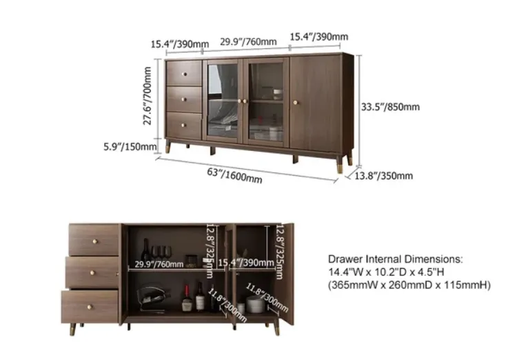 Picture of Atacha Modern Sideboard Natural wood with drawers and shelves 