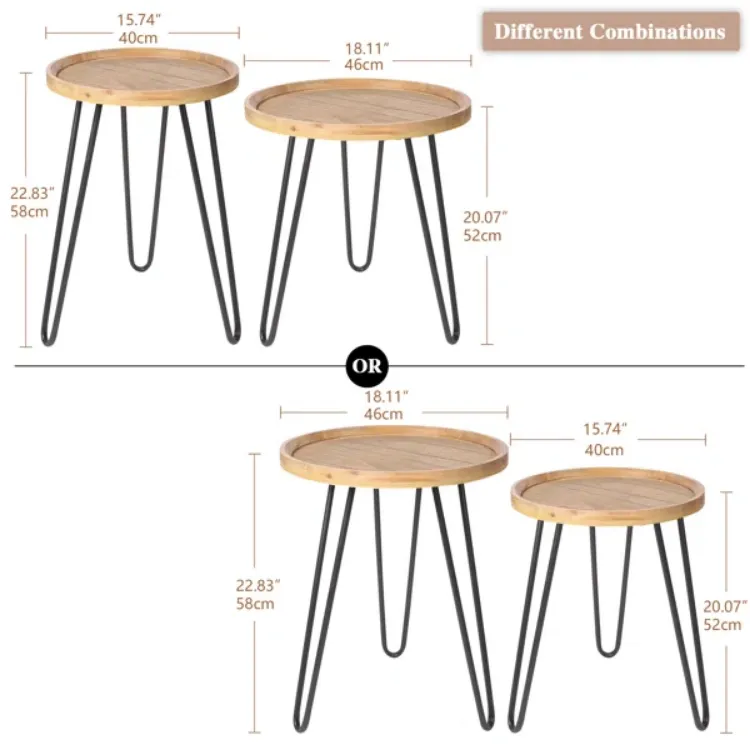 صورة طاولة جانبية حديثة خشب طبيعي هارڤ  - قطعيتن 