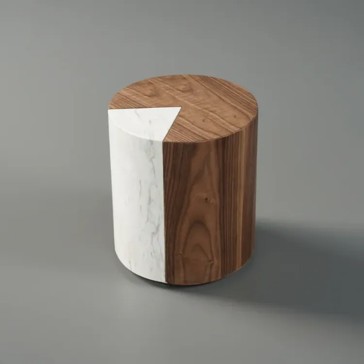 Picture of Cemenna Natural wood table with modern marble