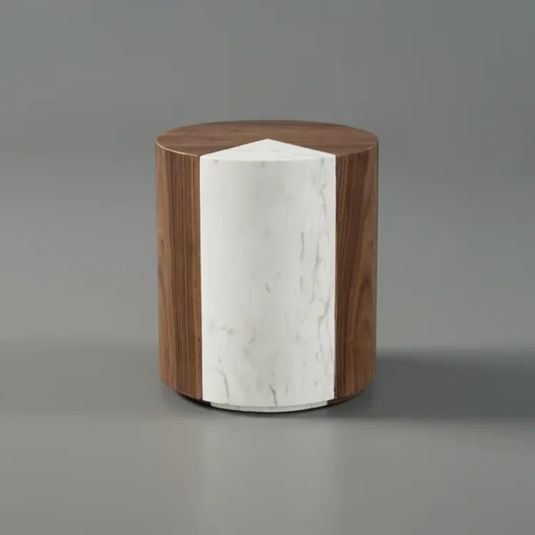 Picture of Cemenna Natural wood table with modern marble