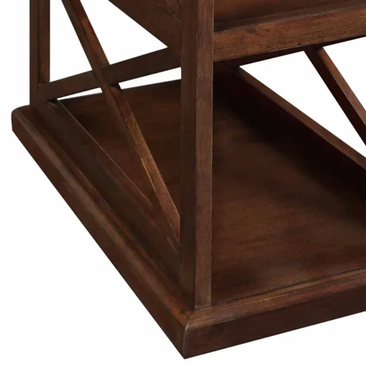 صورة طاولة جانبية خشب طبيعي مع مساحة تخزين - أرثيلا 