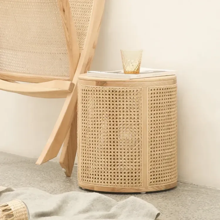 Picture of Hacki Natural Wood and Rattan Side table