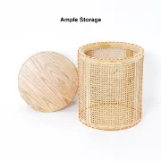 Picture of Hacki Natural Wood and Rattan Side table