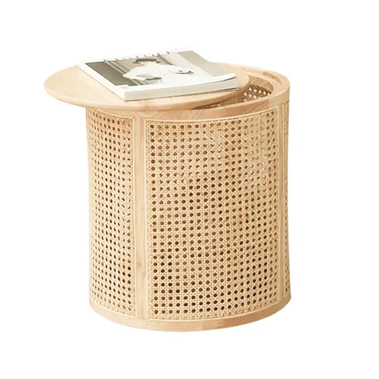 Picture of Hacki Natural Wood and Rattan Side table