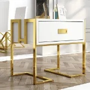 Picture of Jocise Modern White Side Table - One drawer 