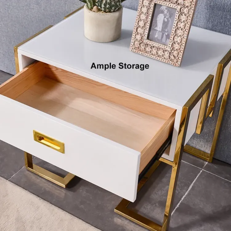 Picture of Jocise Modern White Side Table - One drawer 