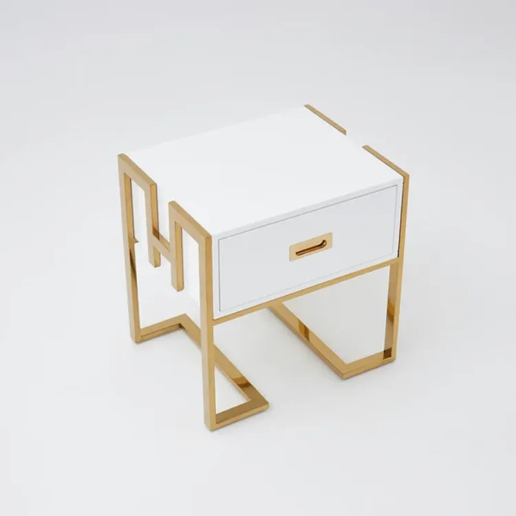 Picture of Jocise Modern White Side Table - One drawer 