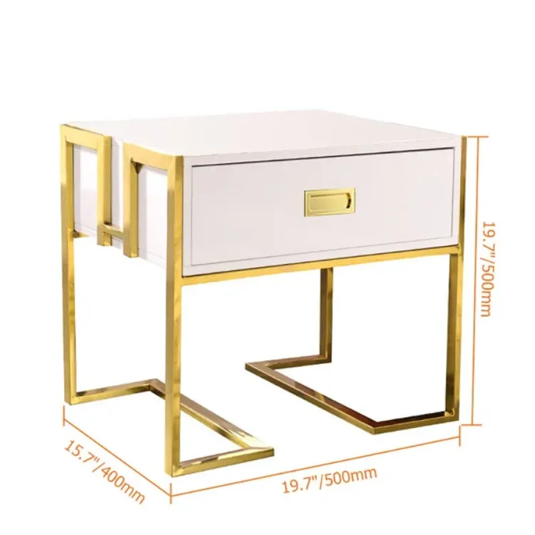 Picture of Jocise Modern White Side Table - One drawer 