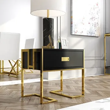 Show details for Jocise Modern White Side Table - One drawer Picture of Jocise Modern White Side Table - One drawer