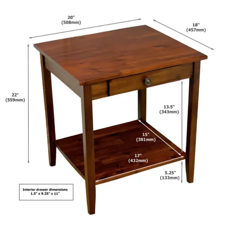 Picture of  Aidan Natural wood side table - One drawer