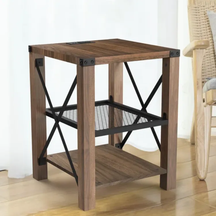 صورة طاولة جانبية خشب طبيعي -سيليا