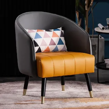 Show details for Saphira Modern Accent Chair – Leather with Stainless Steel Legs Picture of Saphira Modern Accent Chair – Leather with Stainless Steel Legs