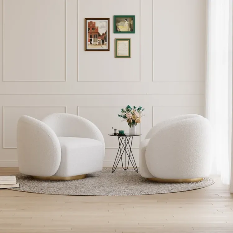 Picture of LouiseModern White Swivel Arm Chair 