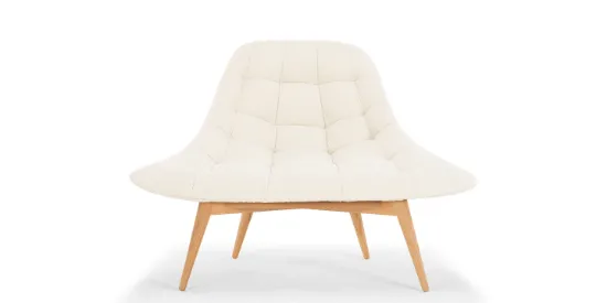 Elton Upholstered Natural wood chair White