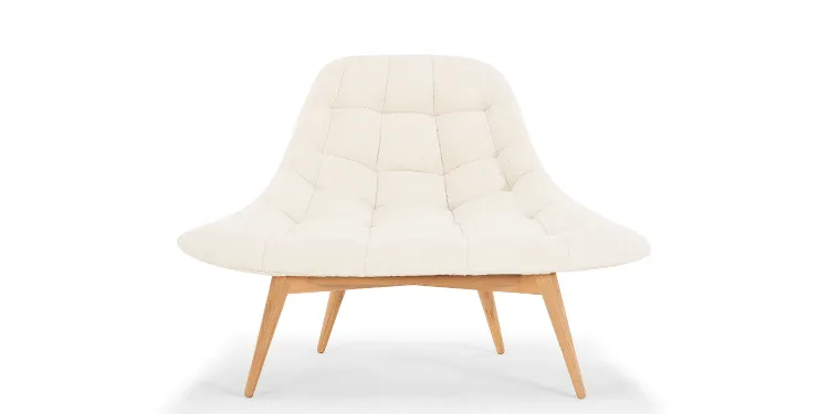 Elton Upholstered Natural wood chair White