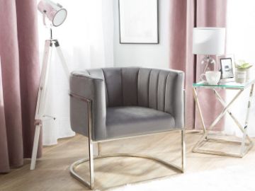 Show details for Arelia Modern Armchair – Natural Wood with Soft Fabric & Metal Legs Picture of Arelia Modern Armchair – Natural Wood with Soft Fabric & Metal Legs
