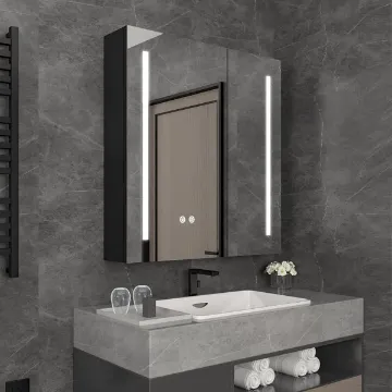 Show details for Illuminated mirror with storage space  Elize Picture of Illuminated mirror with storage space  Elize