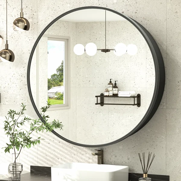 Picture of Streamlined round medicine cabinet Majiro