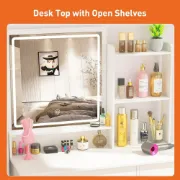 Picture of Suncrown Makeup table with lighted mirror natural wood