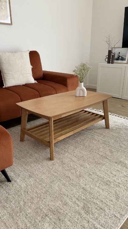 Picture of Lava Natural wood table with shelf 