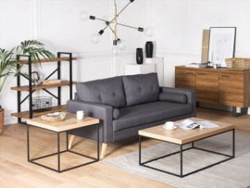 Show details for Delano Natural Wood Coffee Table with A Metal Frame Picture of Delano Natural Wood Coffee Table with A Metal Frame