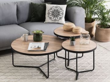 Show details for Alice Nesting Coffee Tables – Natural Wood & Metal Set of 3 Picture of Alice Nesting Coffee Tables – Natural Wood & Metal Set of 3