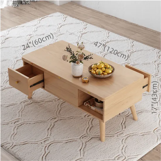 Picture of Splash Natural wood coffee table with storage unit and drawers