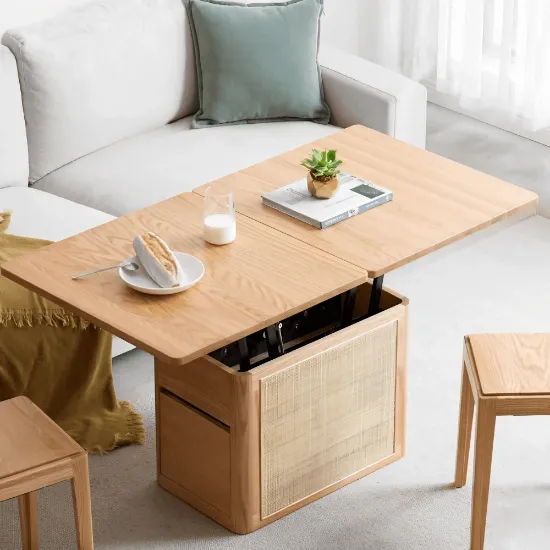 Picture of Perla Natural wood with Rattan Coffee table 