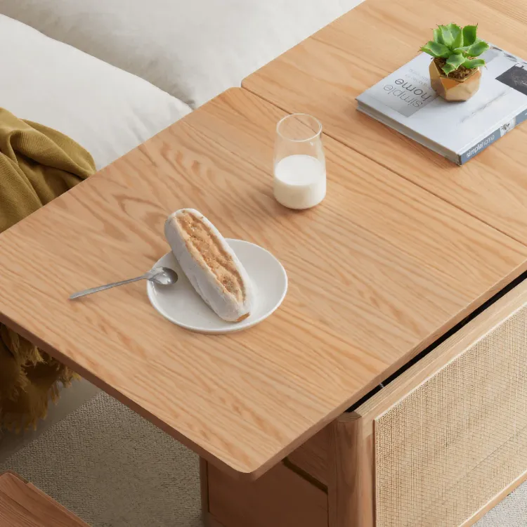 صورة طاولة قهوة خشب طبيعي مع راتان - بيرلا