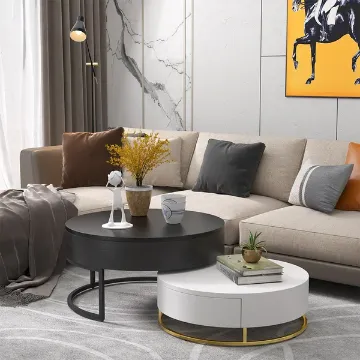 Show details for Valiro Natural Wood Coffee Table – With Sliding Drawers & Artistic Design Picture of Valiro Natural Wood Coffee Table – With Sliding Drawers & Artistic Design