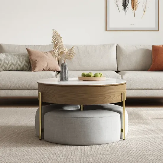 Picture of Spectram Multi-use coffee table made of natural wood with stainless legs 