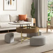 Picture of Spectram Multi-use coffee table made of natural wood with stainless legs 