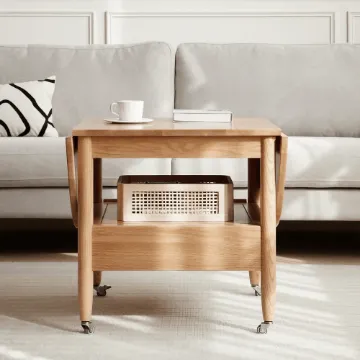 Show details for Divano Natural Wood Coffee Table – With Shelf, Drawer & Wheels Picture of Divano Natural Wood Coffee Table – With Shelf, Drawer & Wheels