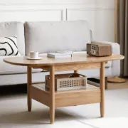 Picture of Divano Coffee table with shelf and drawer for storage Natural wood