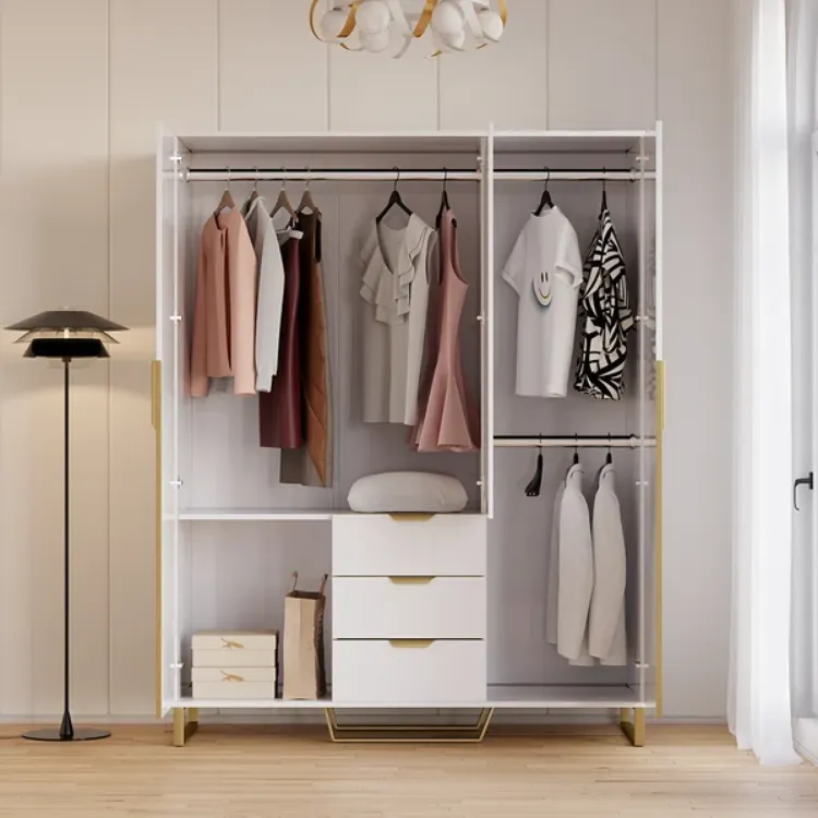 Picture of Aro Modern 3 Door Mirrored Wardrobe with Shelves and drawers 