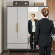 Picture of Miramer Natural wood Wardrobe with Mirror
