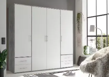 Show details for Provalo three-door wardrobe with four drawers Natural wood Picture of Provalo three-door wardrobe with four drawers Natural wood