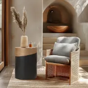 صورة طاولة جانبية خشب طبيعي - درام