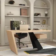 صورة زكار – مكتب خشب طبيعي بسطح يدوي مستوحى من عقد الخشب