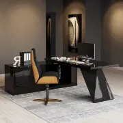 Picture of Granzi – L-Shaped Executive Desk with Storage- Natural Wood
