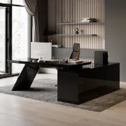 Picture of Granzi – L-Shaped Executive Desk with Storage- Natural Wood