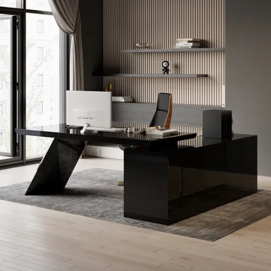 Picture of Granzi – L-Shaped Executive Desk with Storage- Natural Wood