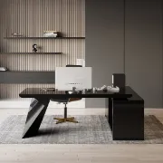 Picture of Granzi – L-Shaped Executive Desk with Storage- Natural Wood