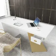 صورة رامفي – مكتب كتابة من الخشب الطبيعي مع إطار هندسي