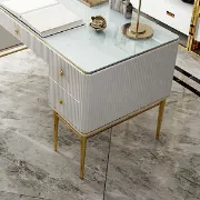 Picture of Bline – Natural Wood Office Desk with 5 Drawers & Metal Base