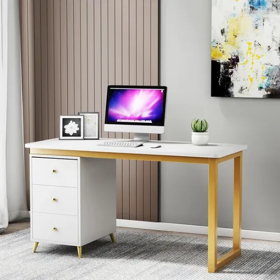 Picture of Glamy Desk - Natural wood with Metal legs