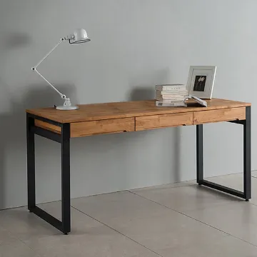 Show details for Ravion – Rustic Natural Wood Desk with Metal Frame & Drawers Picture of Ravion – Rustic Natural Wood Desk with Metal Frame & Drawers
