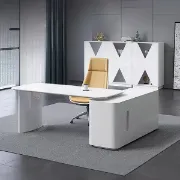 Picture of Jenesk – L-Shaped Natural Wood Desk with Drawers & Cabinet