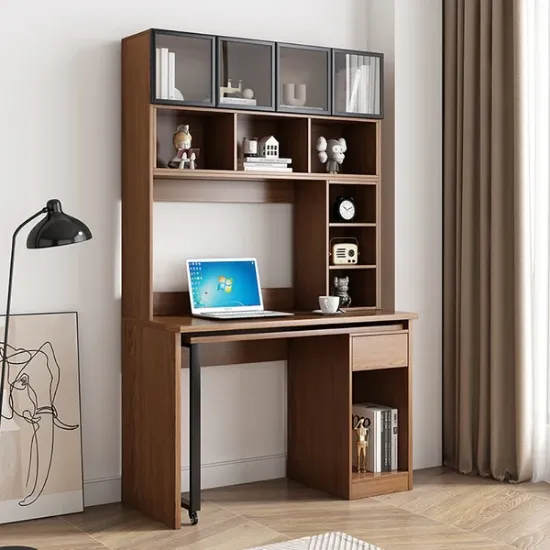 Picture of Leavei – L-Shaped Natural Wood Rotating Desk  & Bookshelf