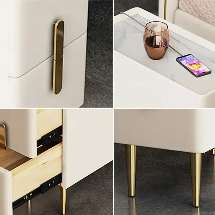 Picture of Inarrow Modern Nightstand Gold legs - 2 drawers